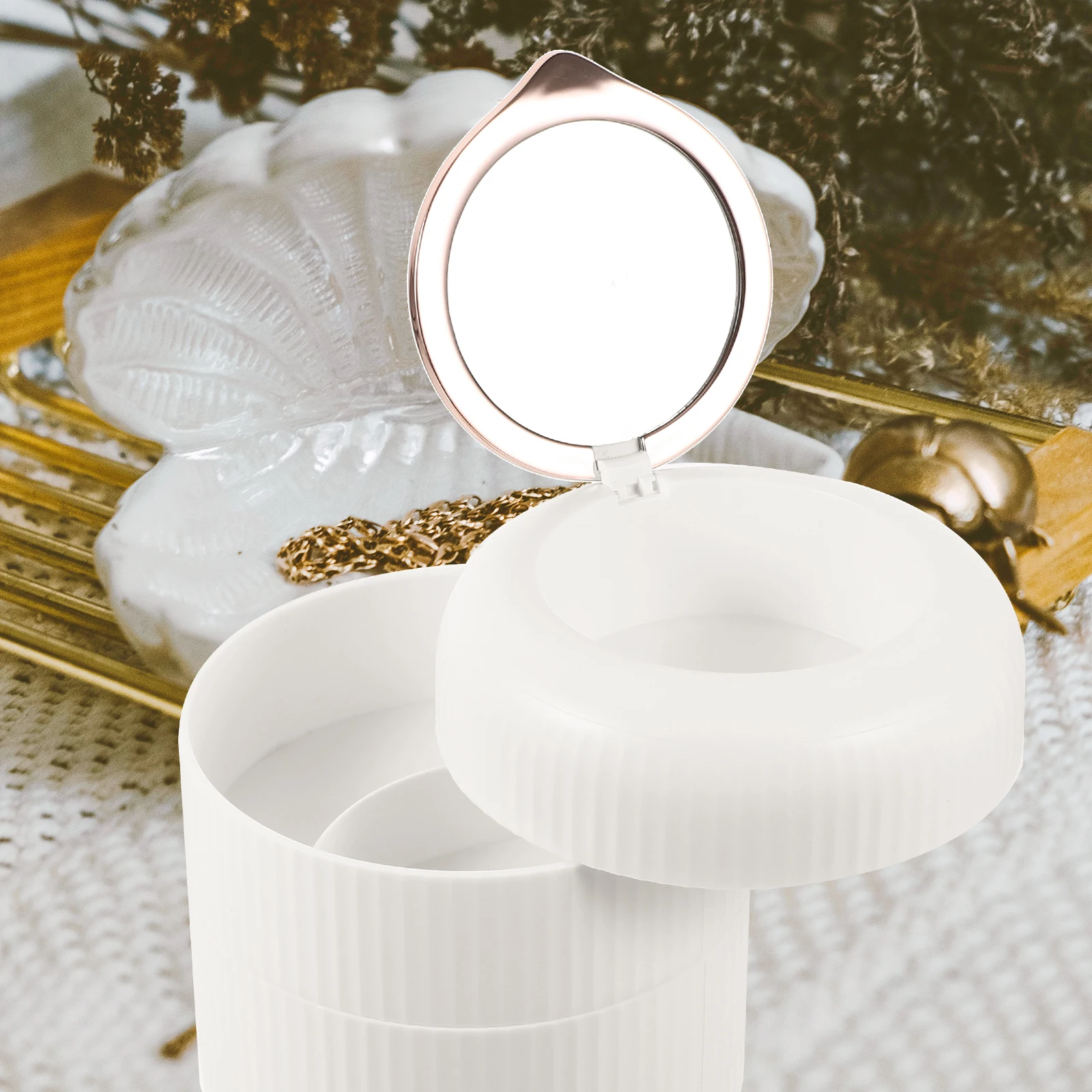 

Rotating Jewelry Box Organizer Storage Holder Earring Necklace Bracelet Trinket Case Display Stand for Women Gift Decorative