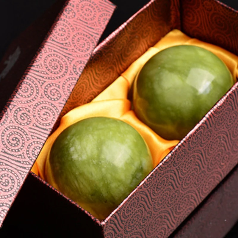 SMIEA 2PCS Marmo Giada Baoding Cinese Salute Palline per esercizi antistress per il rilassamento Terapia di sollievo Strumento per la cura delle mani