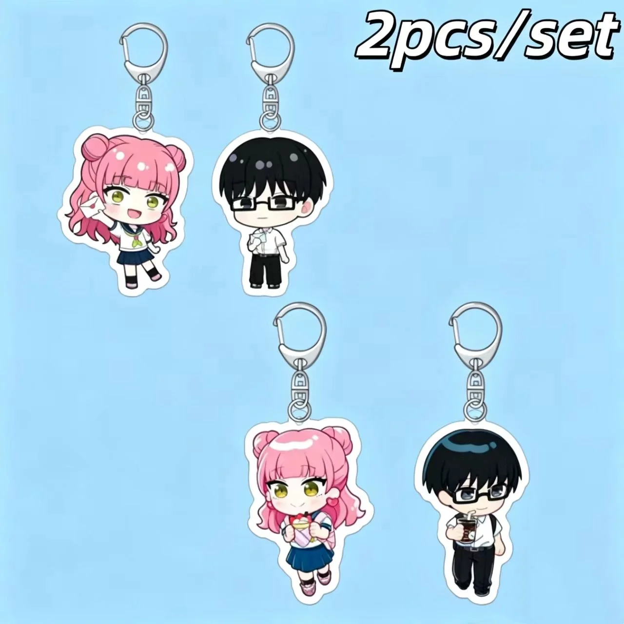 2Pcs You and I Are Polar Opposites Acrylic Keychain Cute Suzuki Tani Couple Keyring School Bag Pendant Anime Fans Cosplay Gift
