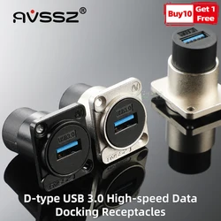 AVSSZ USB3.0 2.0 Type A Cable Connector High-speed Transmission Solderless Socket Female to Female Panel Mount Chassis Connector