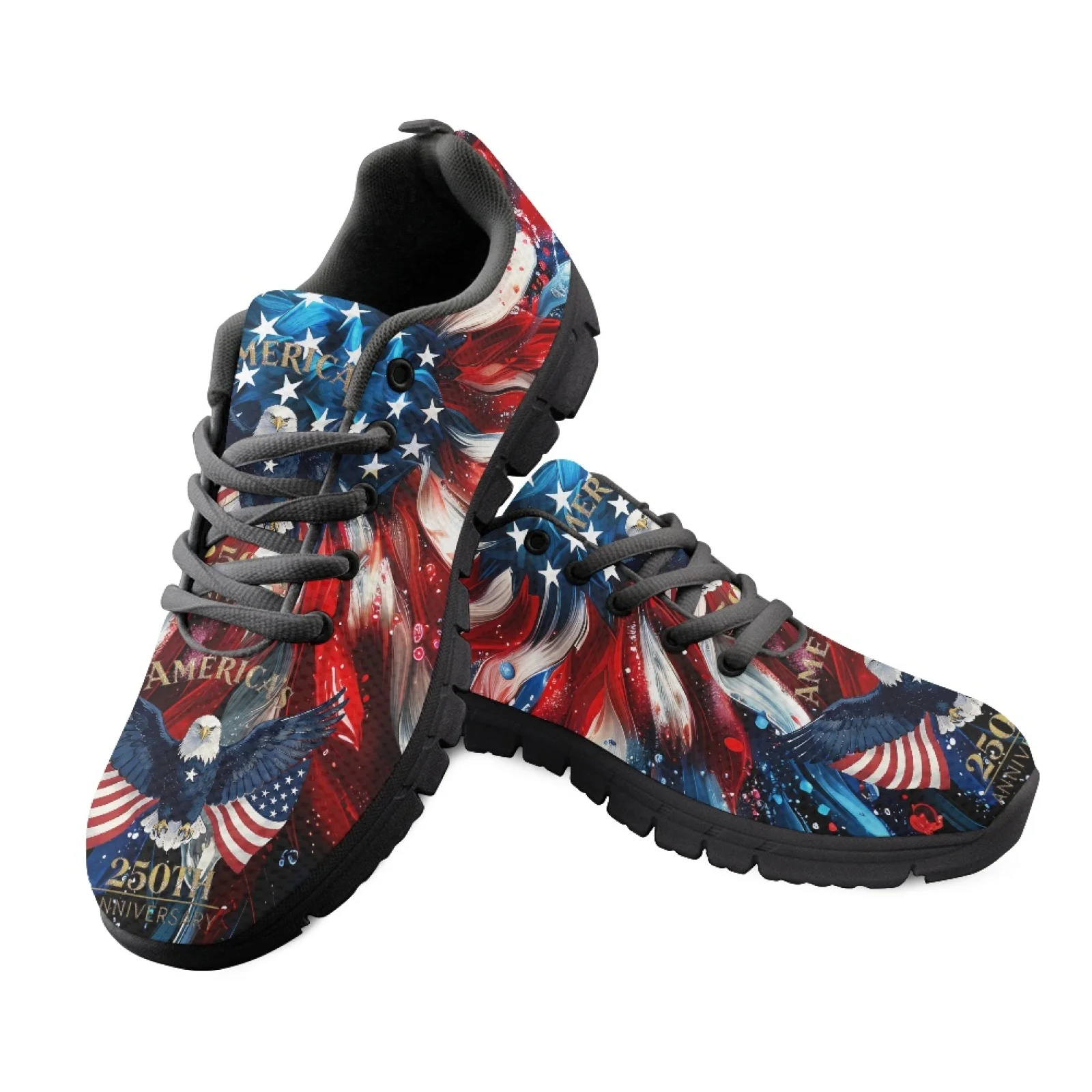 Coloranimal USA Flag Men Nursing Shoes for Women Comfortable Wear-Resisitant Shoes for Standing All Day for Driving