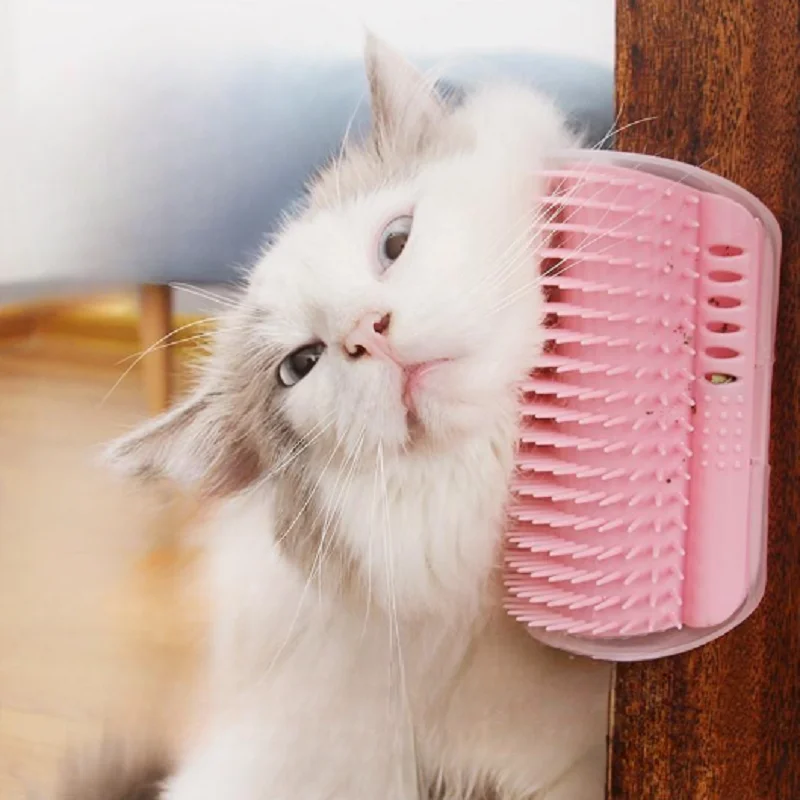 Cat Brush Comb Cat Toy with Catnip Pet Wall Brush Corner Cat Massage Self Groomer Comb Brush Kitten Rubs with A Tickling Comb