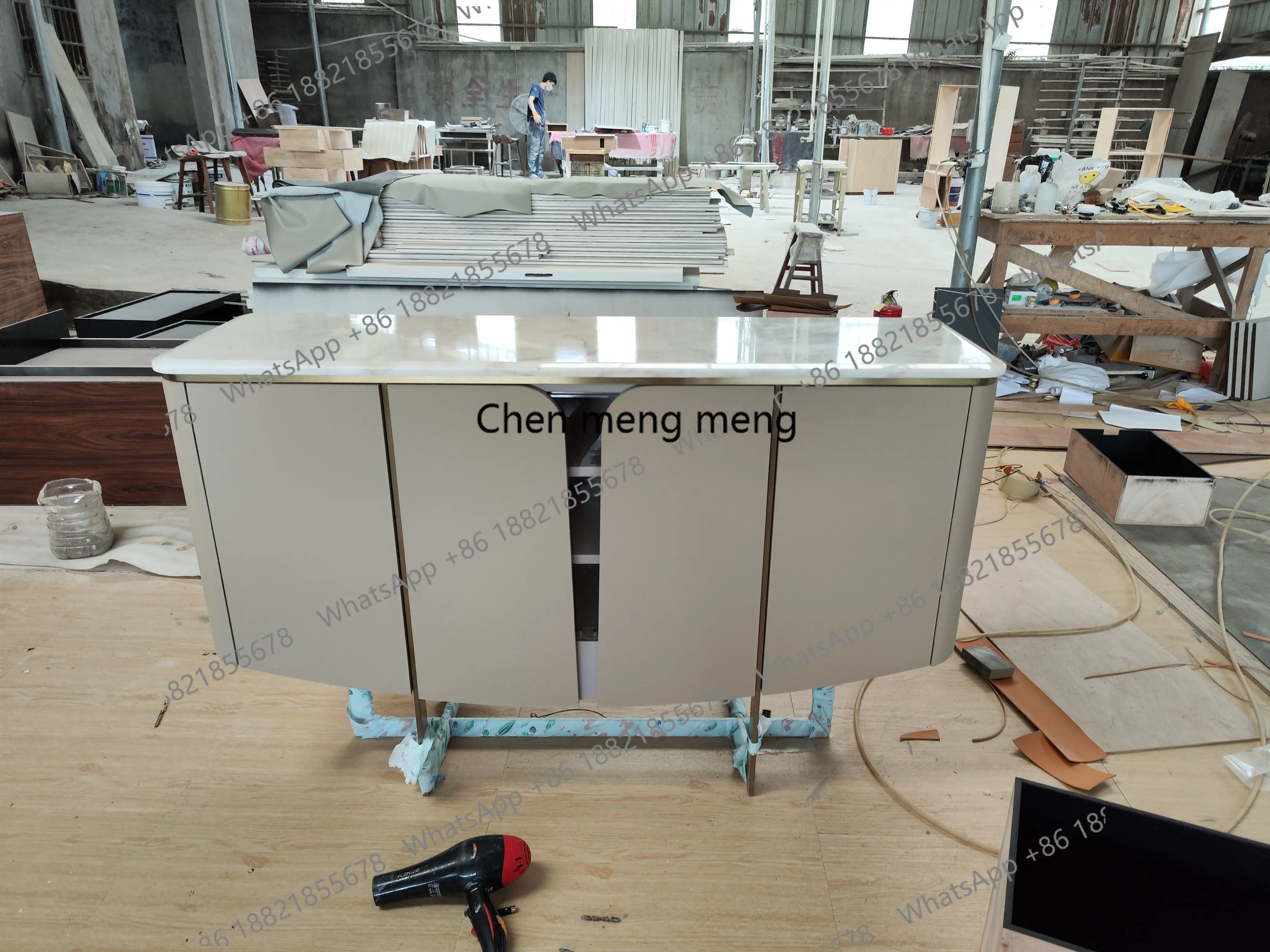 

Light luxury living room against the wall Light luxury high-end wine cabinet Household natural marble dining side cabinet