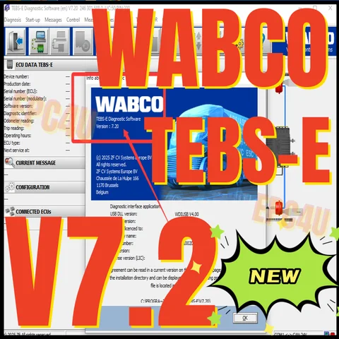 2025 NEW Wabco TEBS-E 7.2 or 7.0 or 6.51 Diagnostic Software +PINS+ Highly Authorized KEYGEG