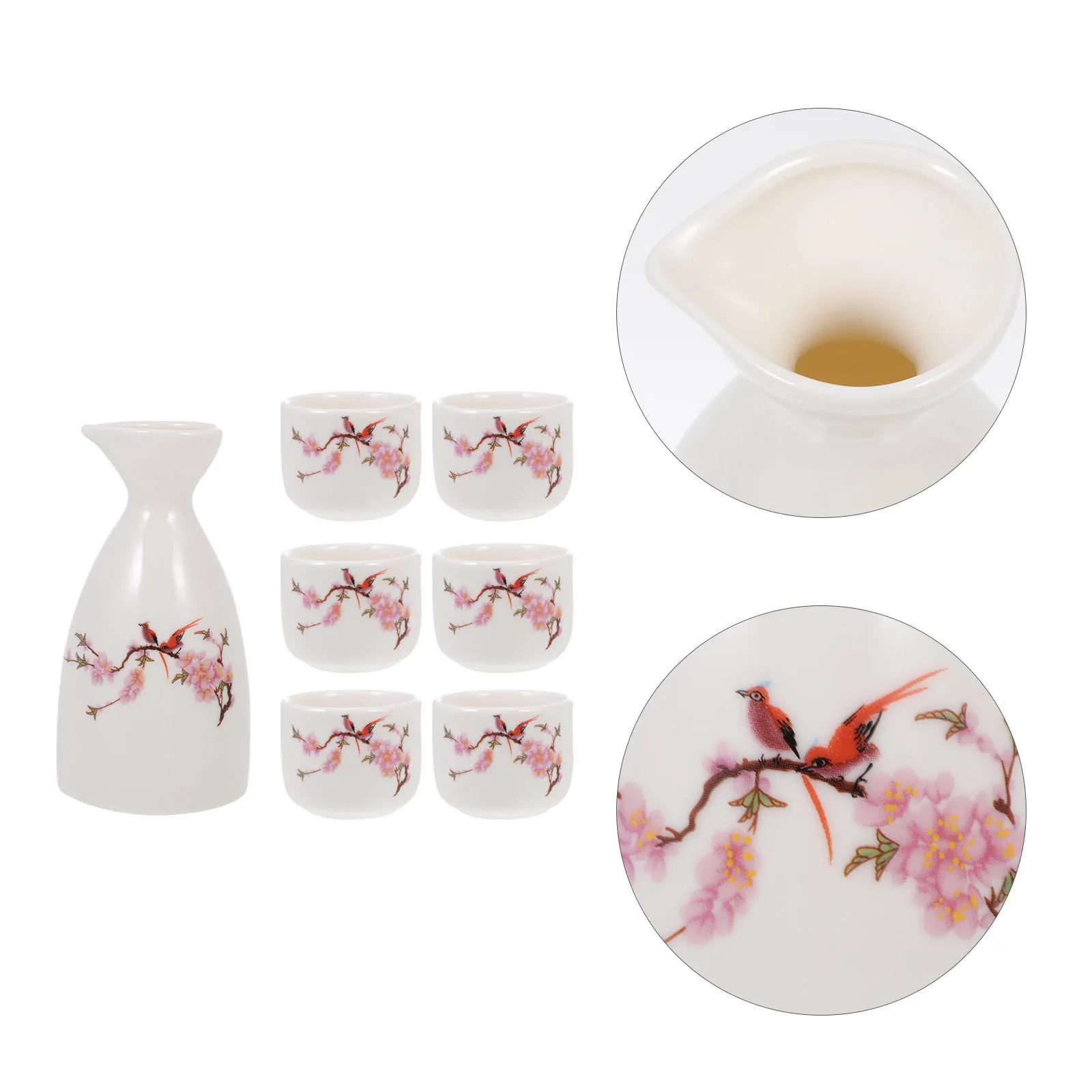 

Set Ceramic Sake Cup and Pot Japanese Style Sake Serving Kit for Family Gatherings Bars Restaurants Creative Wine Serving Holder