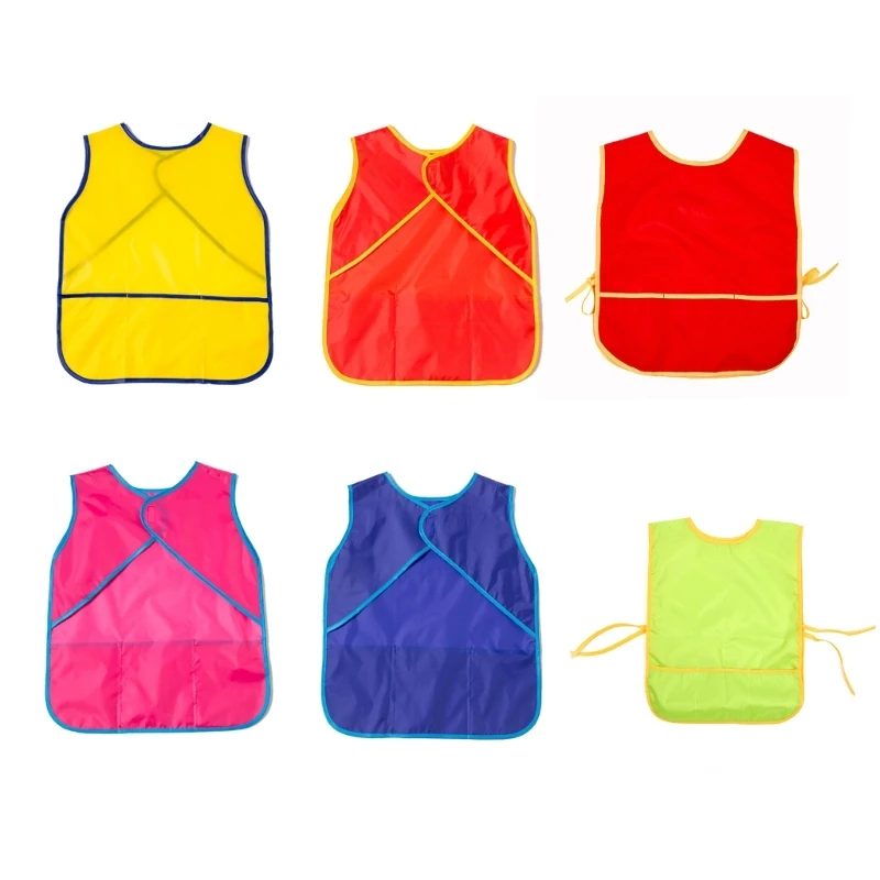 

Kids Sleeveless Bib Water Resistant Art Smock Feeding Teething Apron with Pocket for Infant Boys Girls Baby Burp Cloth