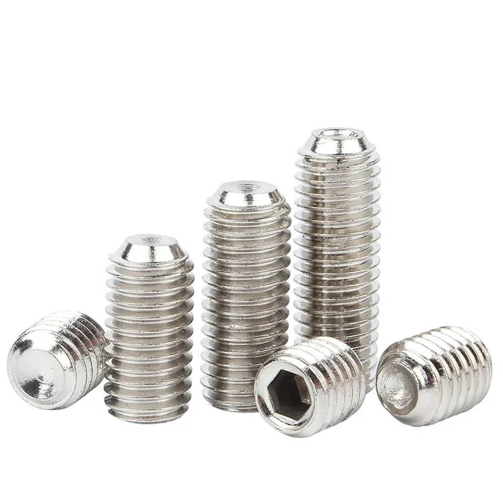 50Pcs M1.6 M2 M2.5 M3 M4 M5 M6 M8 304 Stainless Steel Grade 12.9 Steel Hex Hexagon Socket Cup Point Set Screw Grub Bolt