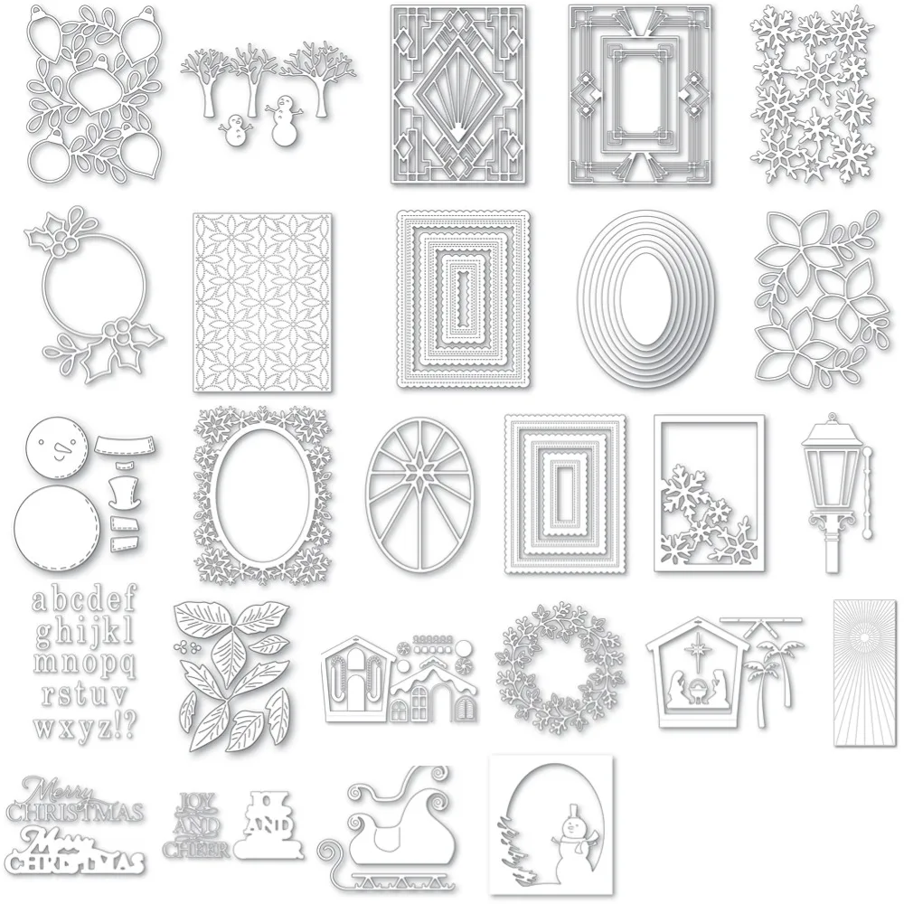 Christmas Metal Cutting Frame dies 2024 New Templates DIY Scrapbooking Paper Making Trees and sleds Crafts Cuts