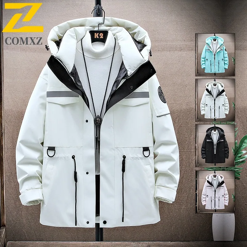 

COMXZ Mens Down Jacket 2025 Hooded Commuting Office Thickened Warm Parka Street Style Lightweight Winter Puffer Jacket