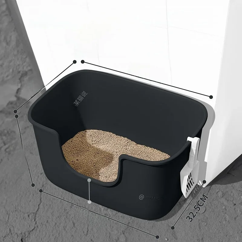 Large Open-Top  Litter Box 565cm Rectangular Splash-Proof  Toilet for Kittens Large Cats Overweight Cats  Poop Pan