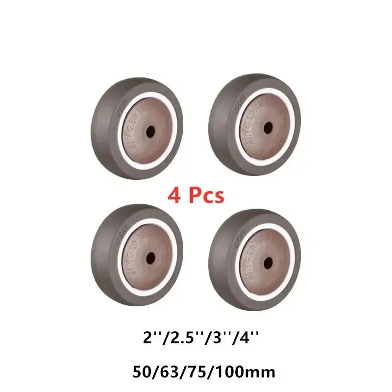 4 Pcs/Lot Castor 2''/2.5''/3''/4''Single Wheel Abdominal Rubber Roller Piece Bearing TPR for Table Chair Desk Caster Muscle