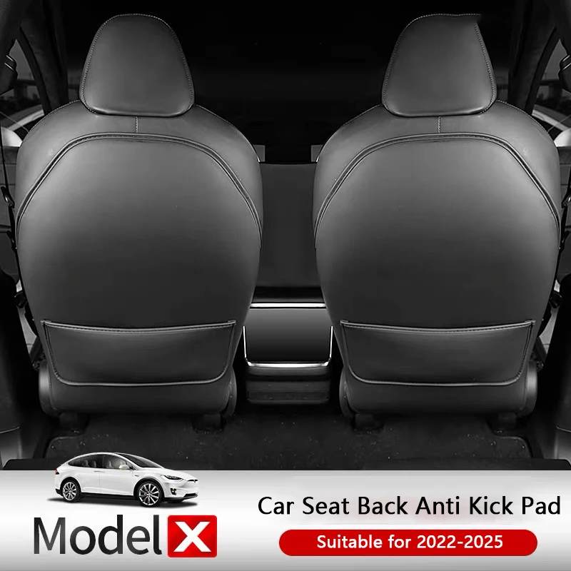 Car Seat Back Anti Kick Pad For Tesla Model X 2022-2025 Leather Full Surround Seat Back Anti Scratch Protector Car Accessories