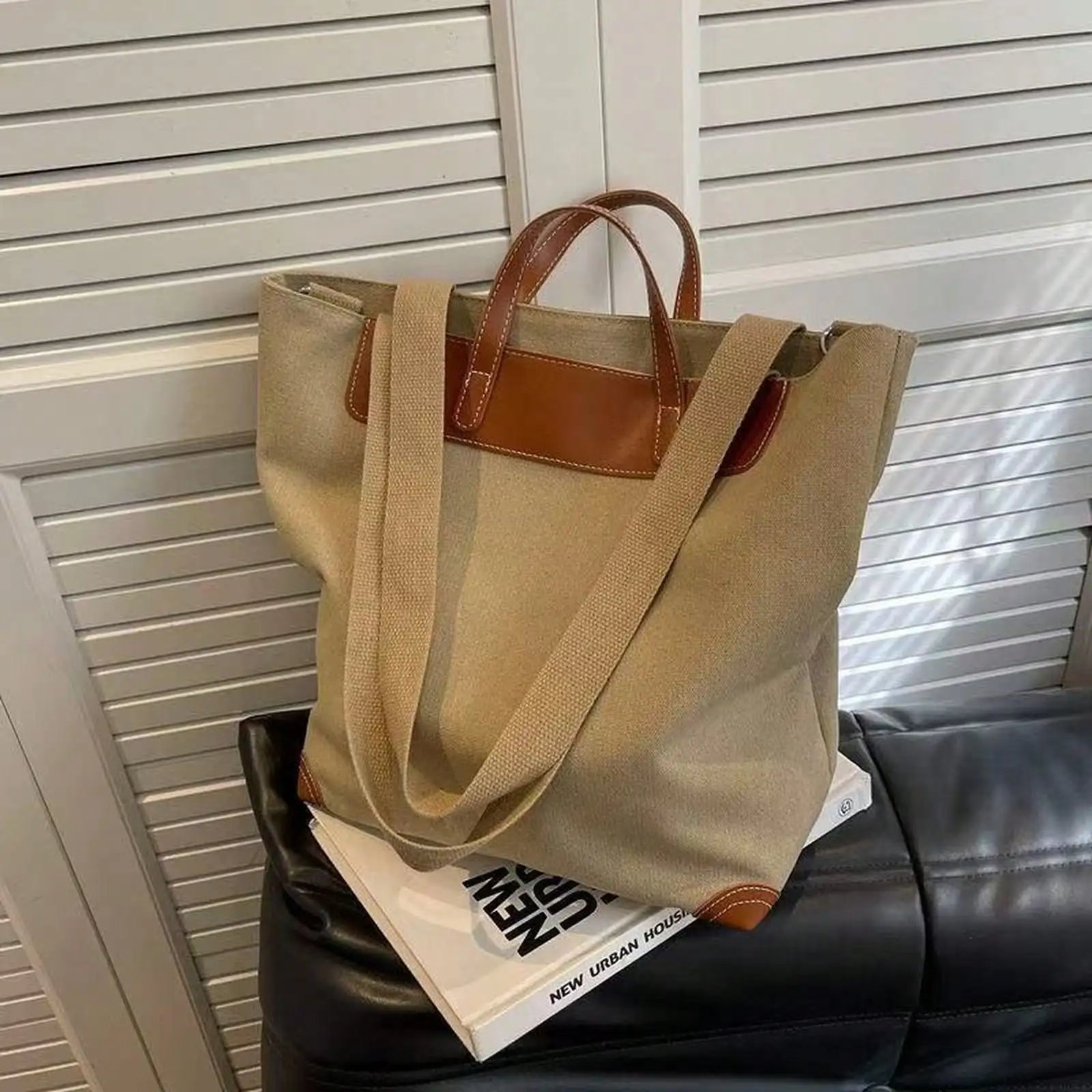 Pacity Canvas Bag For Female Students, Canvas Tote Bag For Class, Handbag For Women, Suitable For Commuting, Shoulder Bag, Crossbody Bag, Underarm Bag