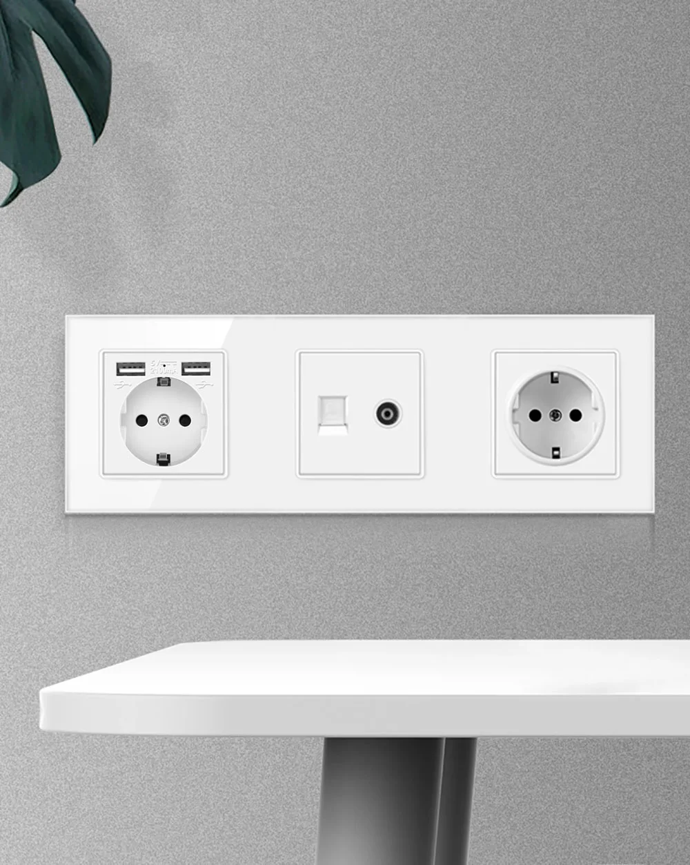 novski wall-mounted module diy German socket usb Cat6 computer TV tempered glass panel socket switch button function combination