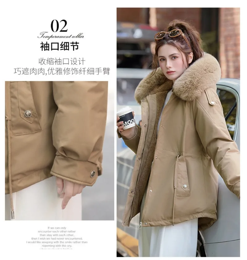 Winter Jacket 2026 New Women Parka Clothes Mid Length Coat Wool Liner Hooded Jacket Fur Collar Thick Warm Snow Wear Padded Parka