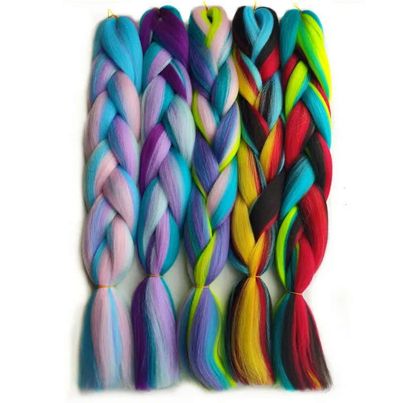 Synthetische Jumbo Vlecht Haarverlenging Afrikaanse Vlechten Bevestiging Voor Twist Box Dread Vlechten Blend Ombre Snoep Kleur