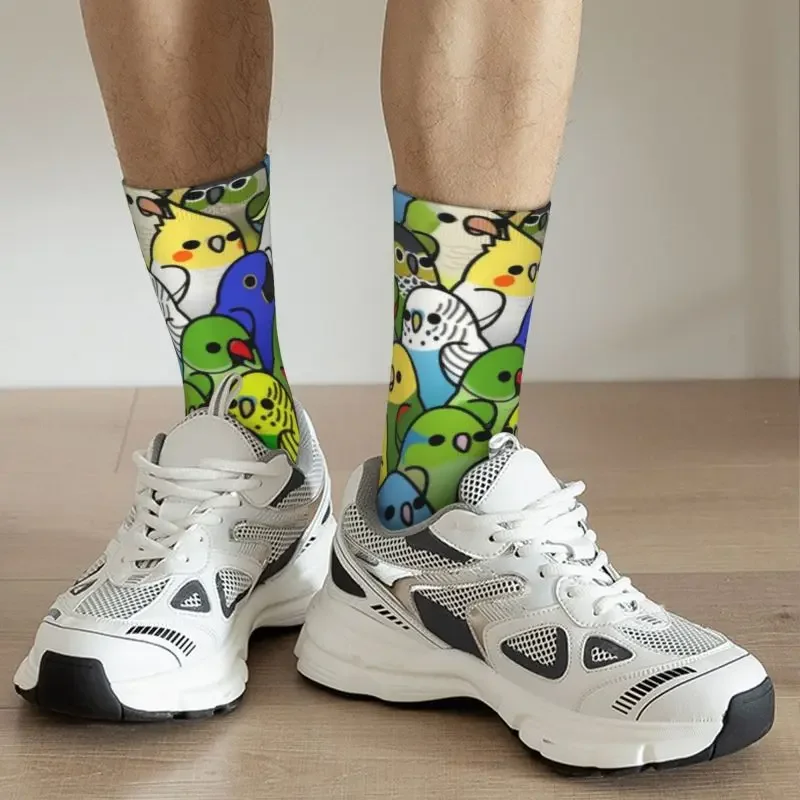 Calcetines de vestir con estampado 3D para hombre y mujer, calcetín Unisex cálido con estampado 3D de loro, pájaro cacatúa, divertido