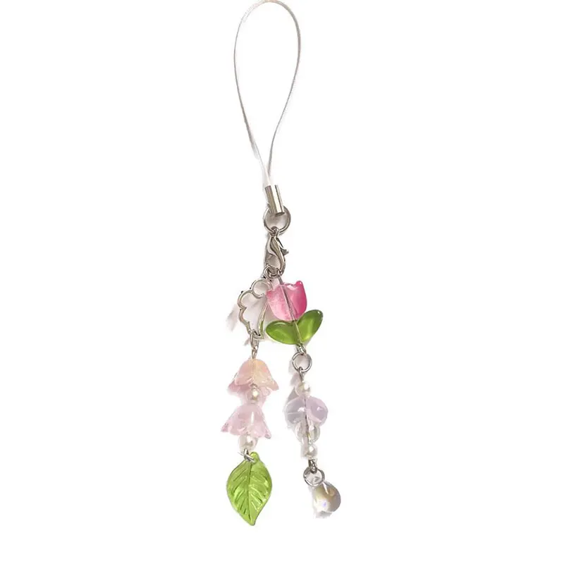 lily of the valley pendant beaded phone chain y2k fairy core gay keychain