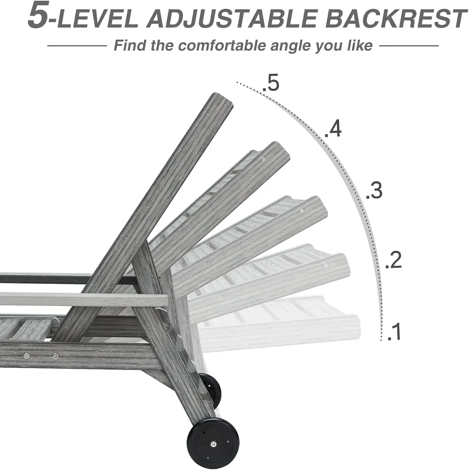 كراسي صالة تشيس لكراسي صالة خارجية HDPE خارجية مع مسند ظهر قابل للتعديل ومسند للذراعين لجميع الأحوال الجوية من البولي كربونات #4