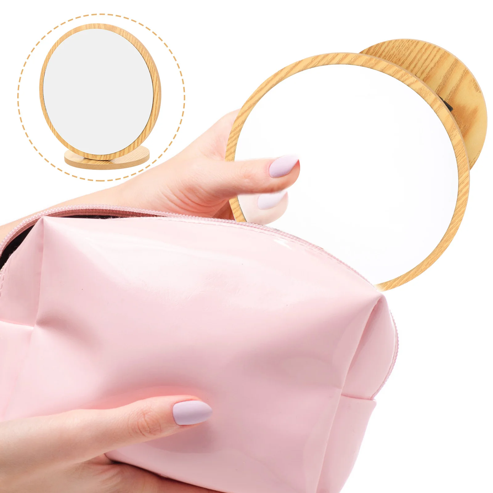 탁상용 화장 거울 나무 프레임 조절 가능한 각도 스크래치 방지 표면 침실 입구 드레싱 스테이션에 적합