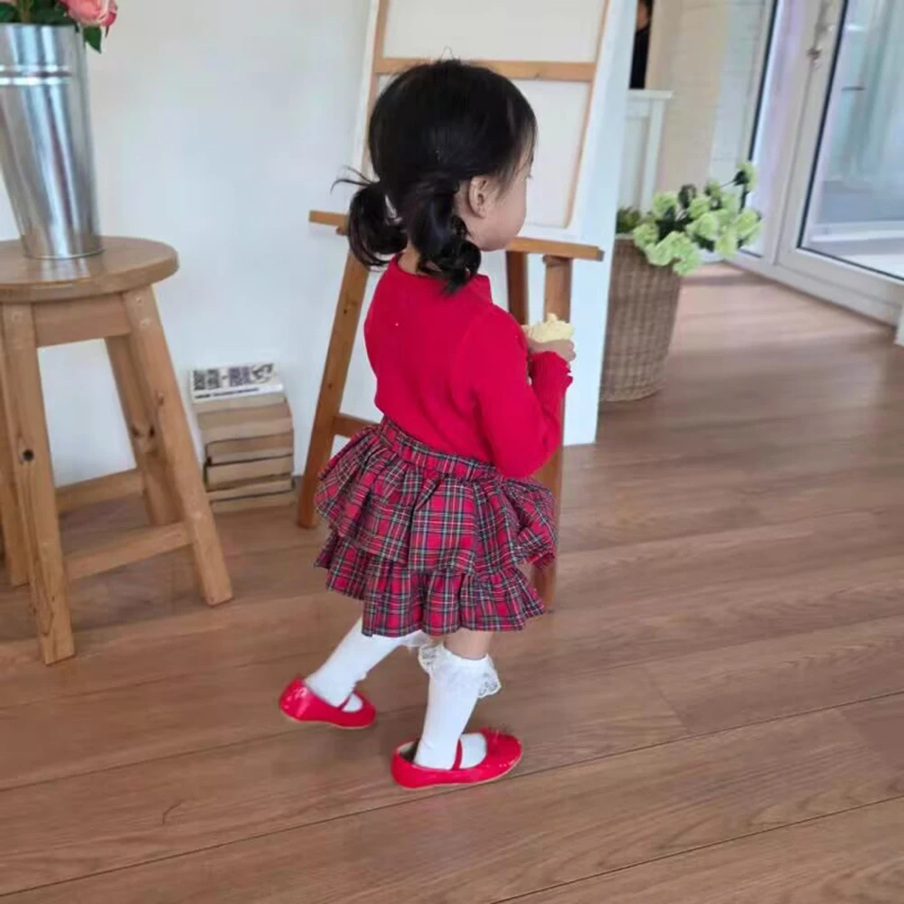 Baby Mädchen Karierte Rüschenrock-Shorts Kinder Frühling Herbst Petticoat Kleinkind Tüllrock Säugling Bloomers Mehrlagige PP-Shorts 0-4 Jahre – Detail 6