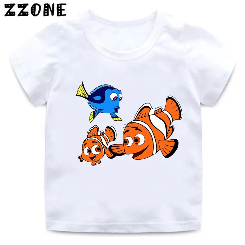 T-shirts amusants pour enfants avec imprimé de poissons mignons de Finding Nemo Dory, vêtements de dessin animé pour bébés filles, t-shirts d'été à manches courtes pour garçons, hauts pour enfants