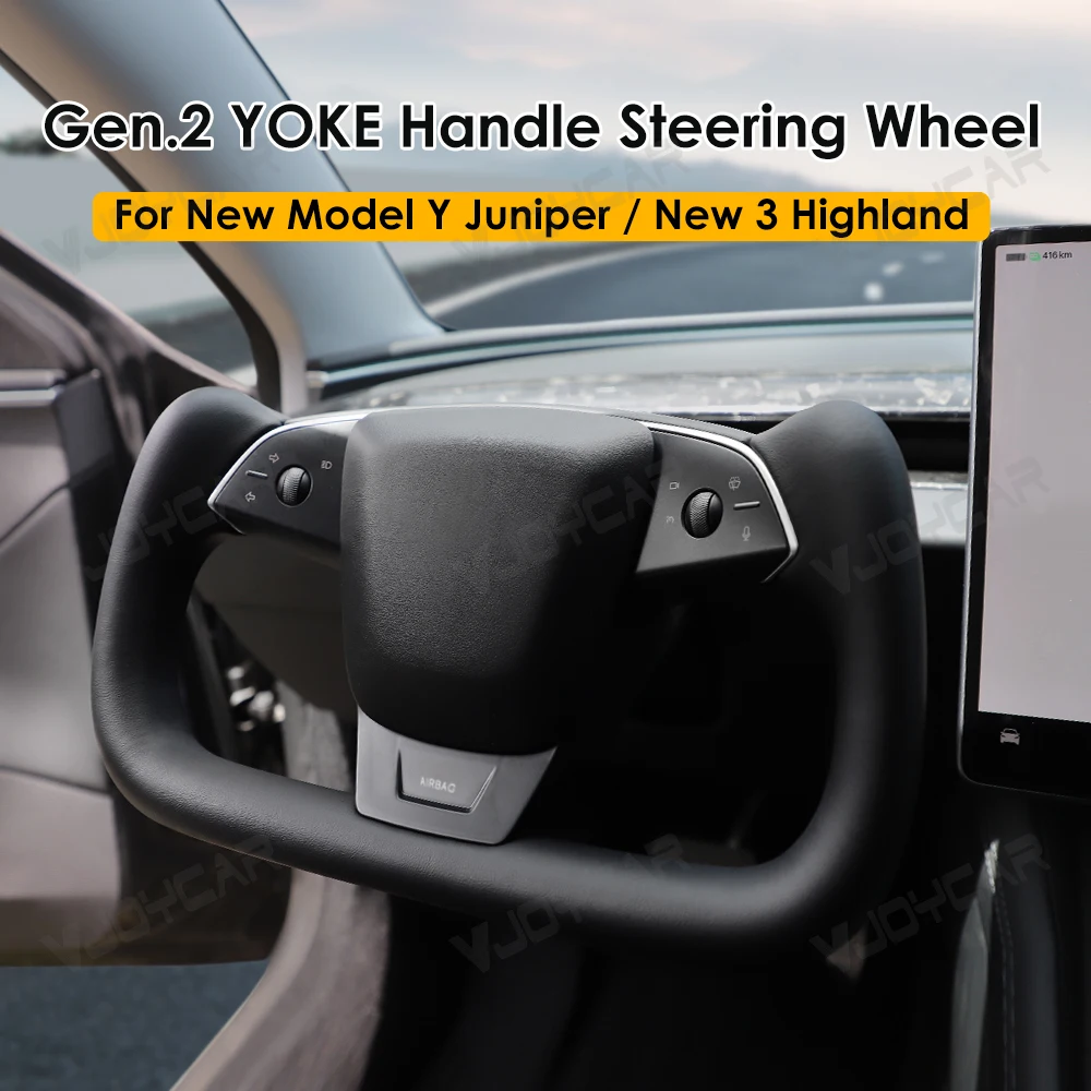 Gen2 테슬라 New Y Juniper 모델 3 하이랜드용 신형 모델 Y 주니퍼 요크 히팅 스티어링 휠 모델 XS 스타일에 맞는 새로운 359mm 요크 핸들Tesla Model 3 Highland