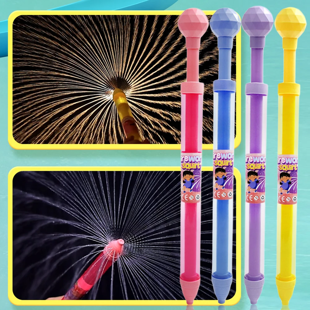 

4PCS Fireworks Spray Toy Pull-Back Water Gun Outdoor Splash Games for Pool Lawn Activities Kid Summer Interactive Beach Gift