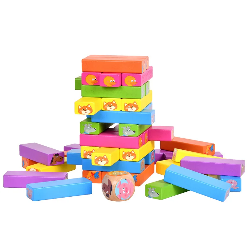 大型 54 ピース積み重ねビルディングブロックおもちゃカラー印刷積み重ねパズル子供用パズル木製