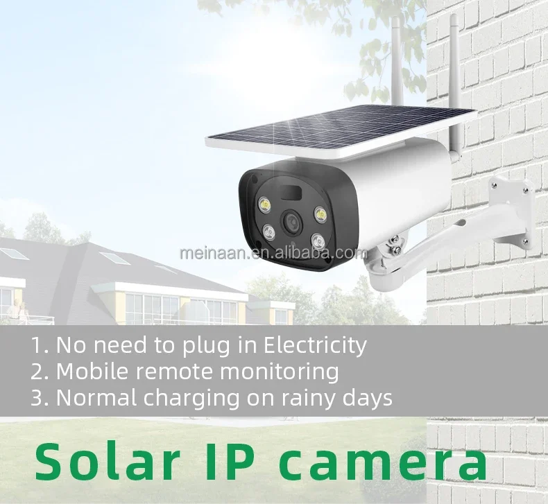 Color Night Vision 3MP Wireless 4G LTE Solar Panel Power Surveillance IP Camera 4G Sim Card CCTV Outdoor Security Solar Camera