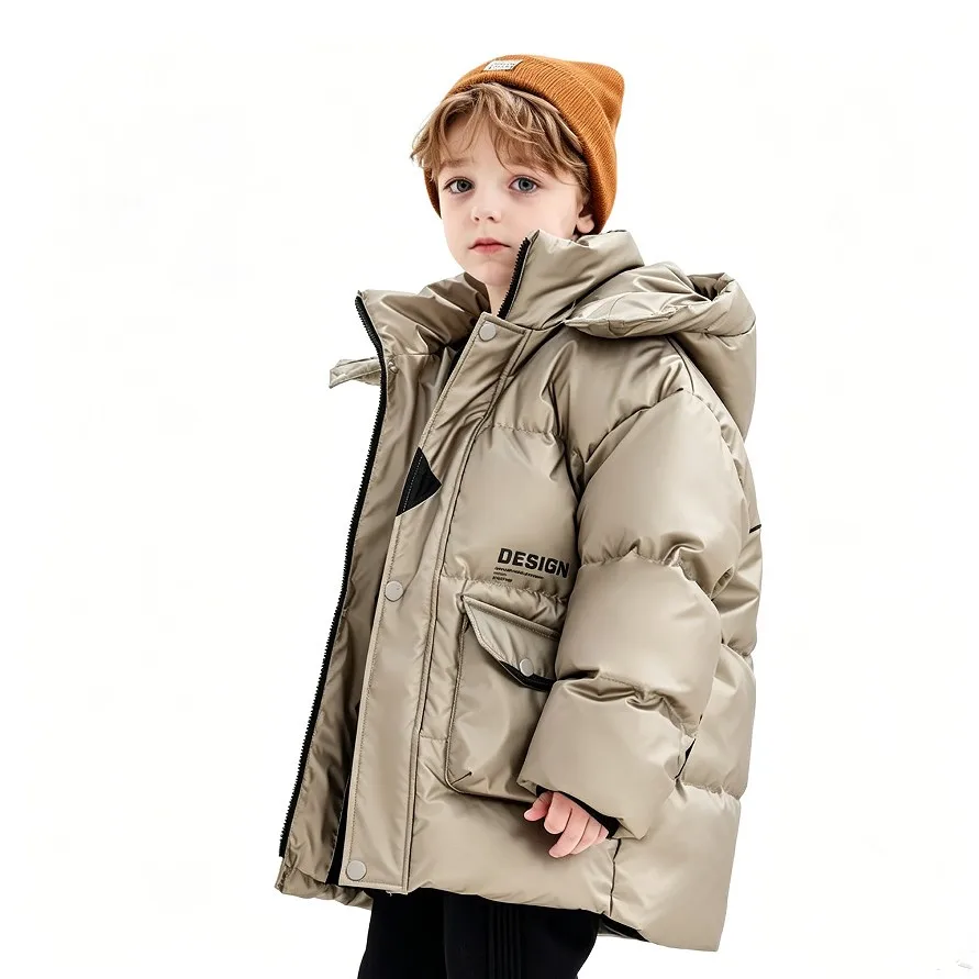 Boys Hooded Down Jacket 90% Duck Down Thicken Warm Kids Winter Parka Coat Windproof Children Outerwear For 4‑14Y A4784