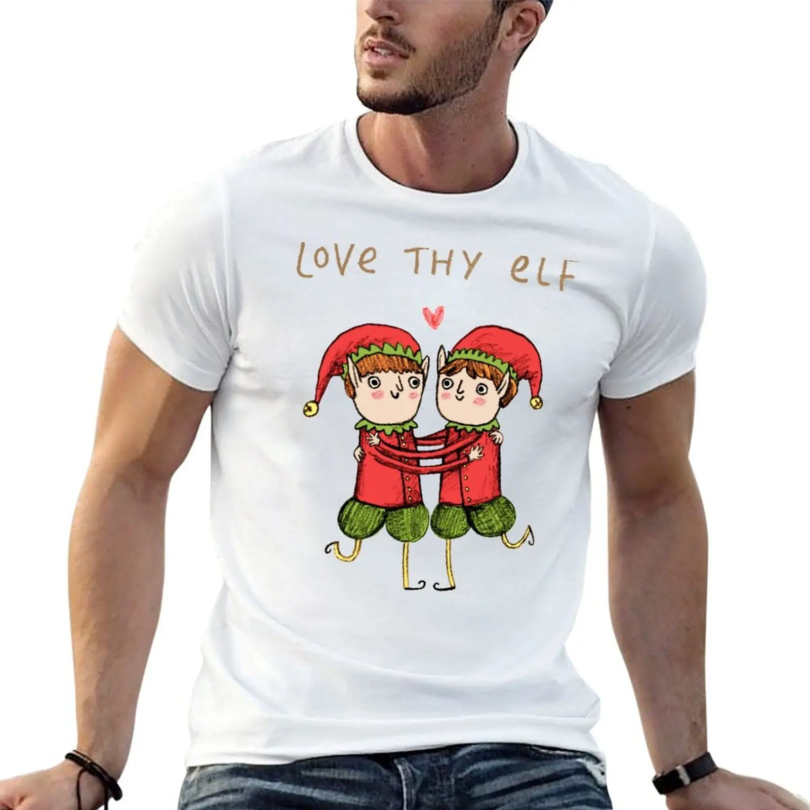 

Love Thy Elf T-Shirt cotton tshirt 100% t shirt man cotton T-Shirt