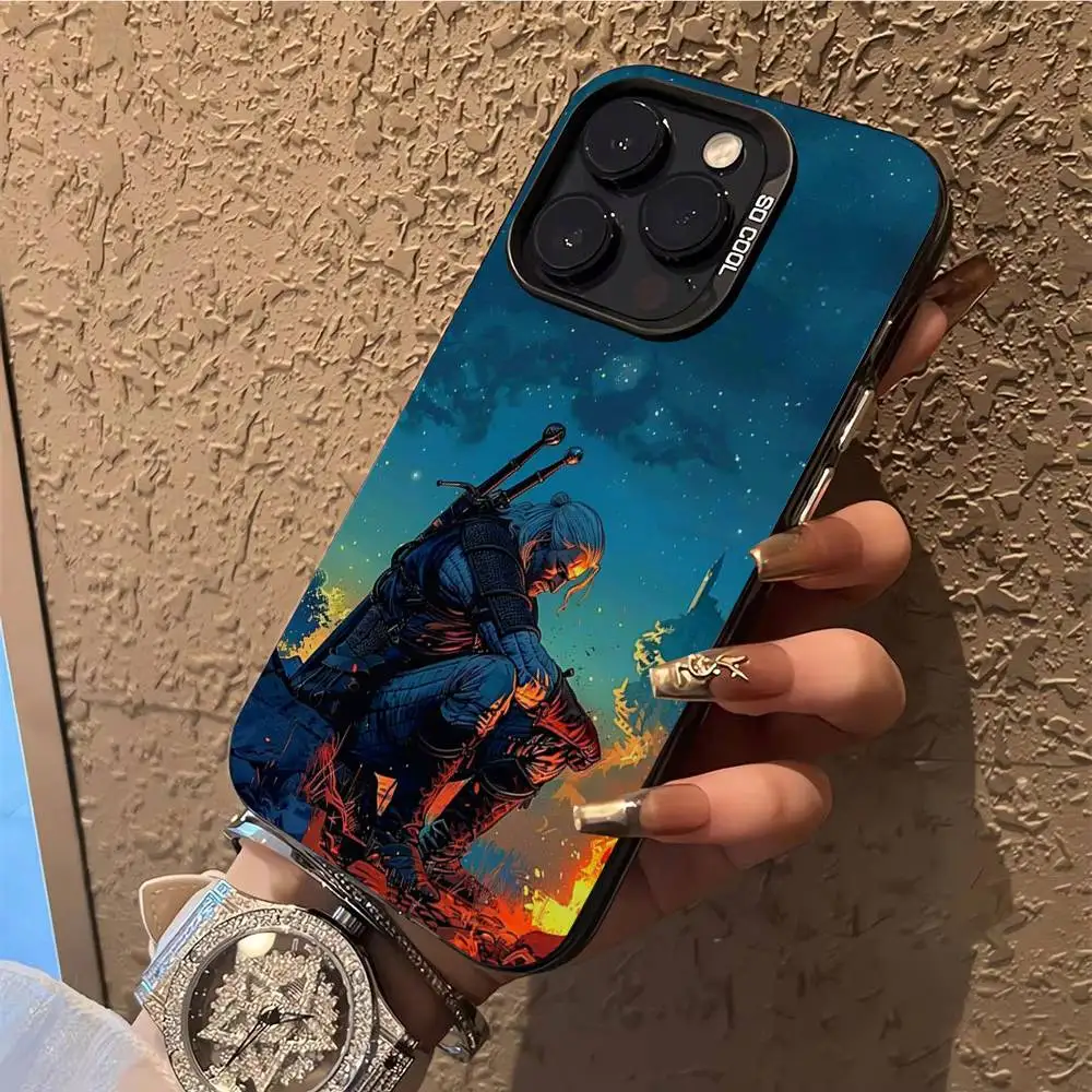 حافظة هاتف Game T-The Witcher 3 لهاتف iPhone 17,16,15,14,13,12,X,8,Pro,Max,Plus,E,SE4,Air,Mini IMD أسود غير لامع #5