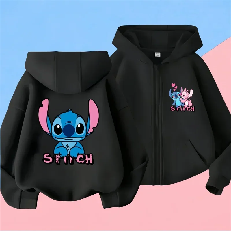 Kawaii Stitch Hoodie Children Cartoon Clothes Kid Girl Boy Lilo and Stitch zipper Sweatshirt Manga Hoody Baby Casual Top