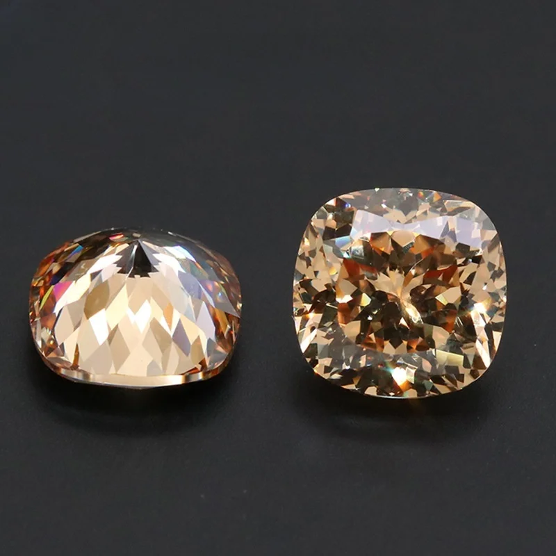 Butterflykiss Champagne 10*10mm Cushion Shape 100 Faceted Cut Moissanite Lab Diamond High Quality For Jewelry DIY Making