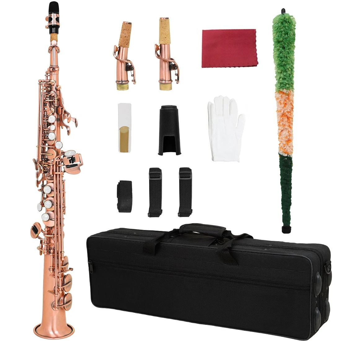 Saxophone Bb High Pitch, Red Brass Engraved White Shell Keys, Beginner Wind Instrument, Sax Wind Musical Instrument