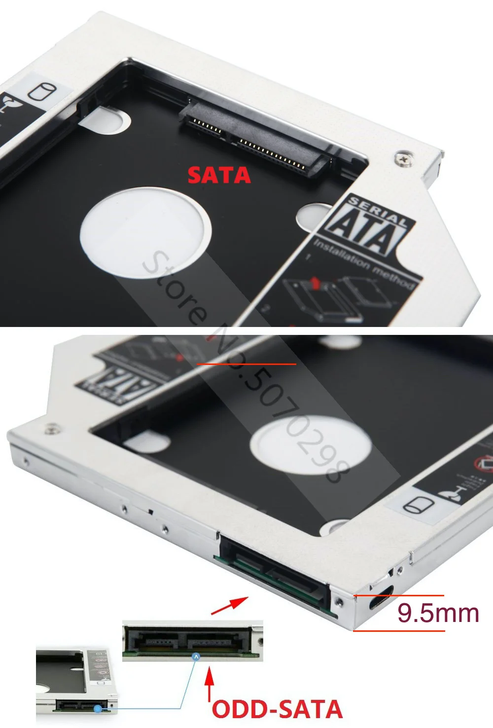 2nd Secondary 2.5 SATA SSD HDD Hard Drive Optical bay Caddy Frame Bracket for Acer Aspire ES1-521 Ei-570 ES1-411 ES1-531 ES1-732