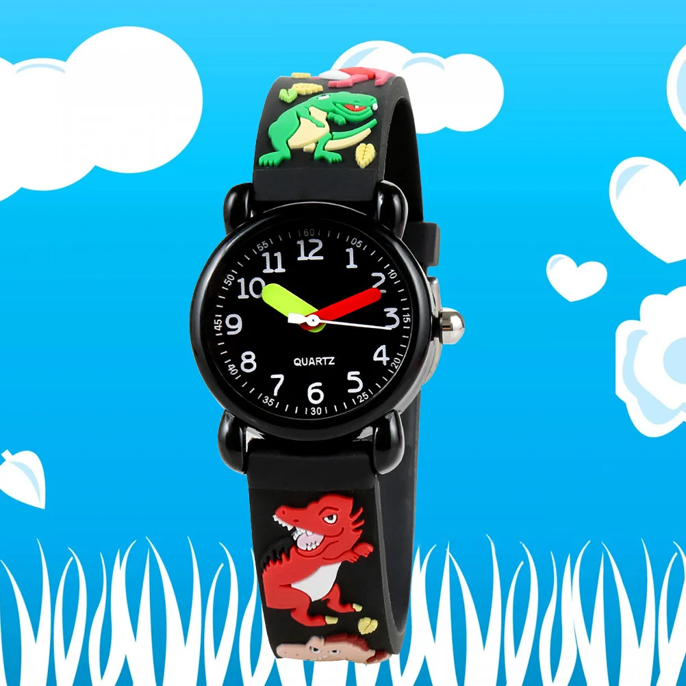 ساعة يد كوارتز مقاومة للماء للأطفال على شكل ديناصور كرتوني ثلاثي الأبعاد هدية للاحتفاظ بالوقت الدقيق في المدرسة الابتدائية #4