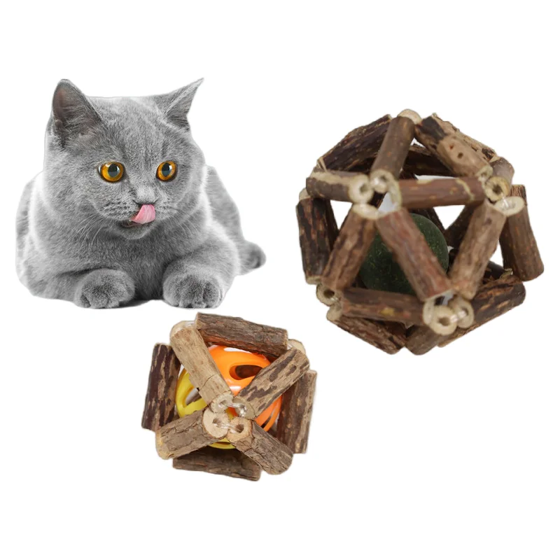 

Cat Mint Cat Mint Ball Wooden Silvervine Multiflora Pet Cat Mint Toys Health Tooth Grinding Stick Safety Pet Catnip Toy