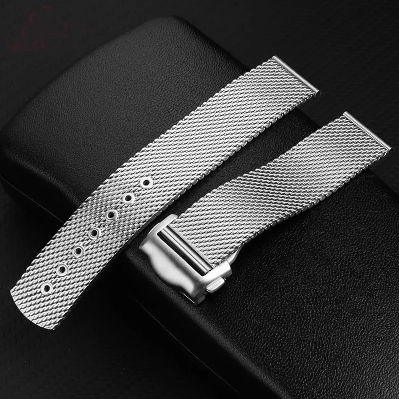 

20mm Stainless Steel Woven Mesh Watch Strap with Folding Buckle for OM 300 600 Series Watches with Woven Steel Strap