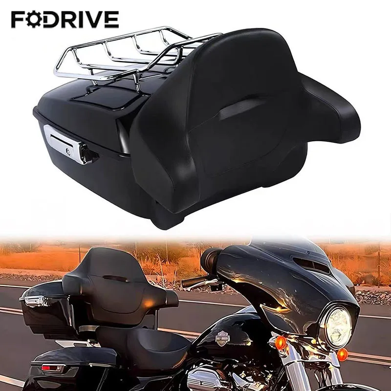 Motorcycle King Trunk Luggage Backrest 2 Up Mount Rack For Harley Touring Road King Electra Glide 2014-2025 Tail Box