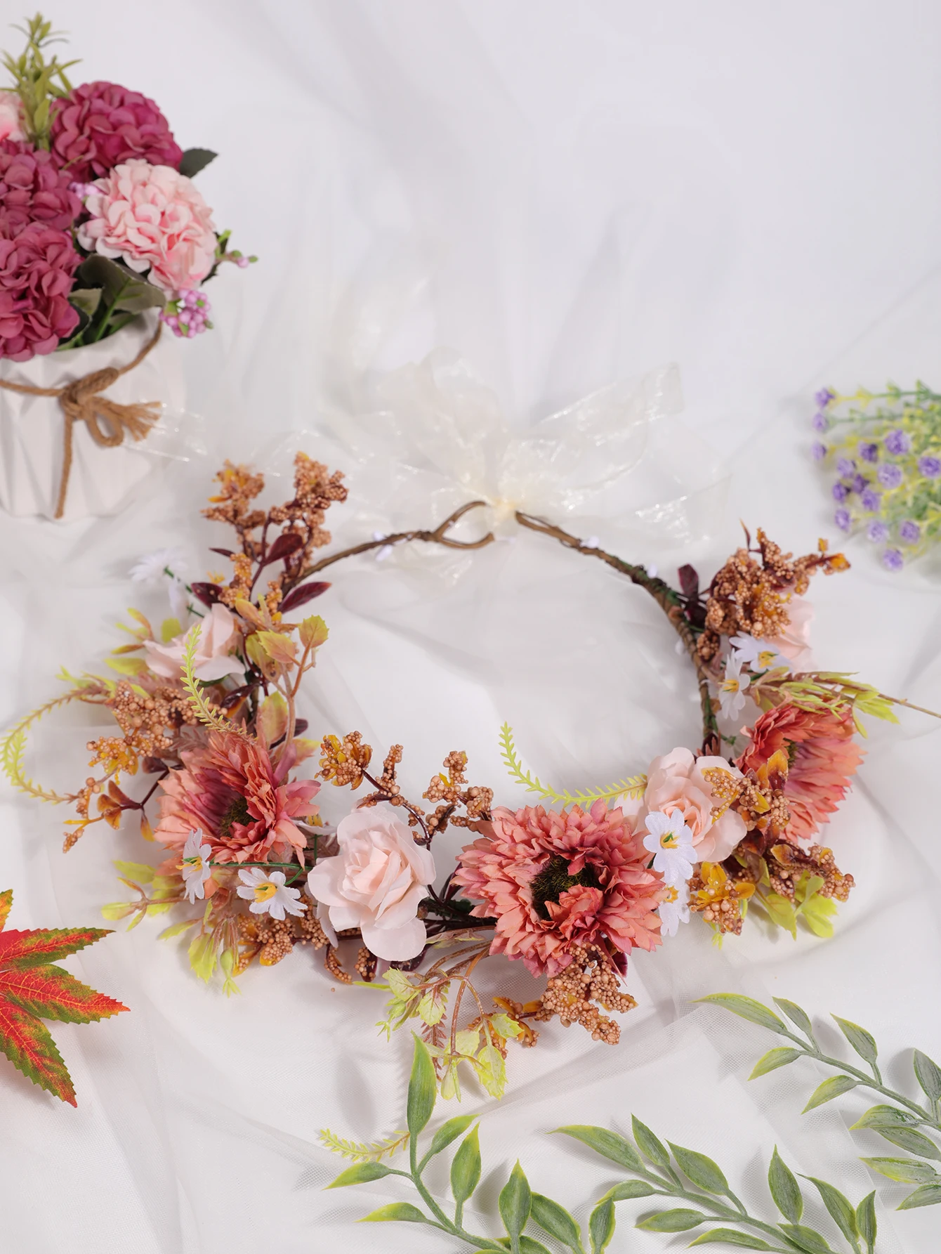 1 Super Sensens Department Simulation Flower Seaside Resort Shooting Headdress Wreath