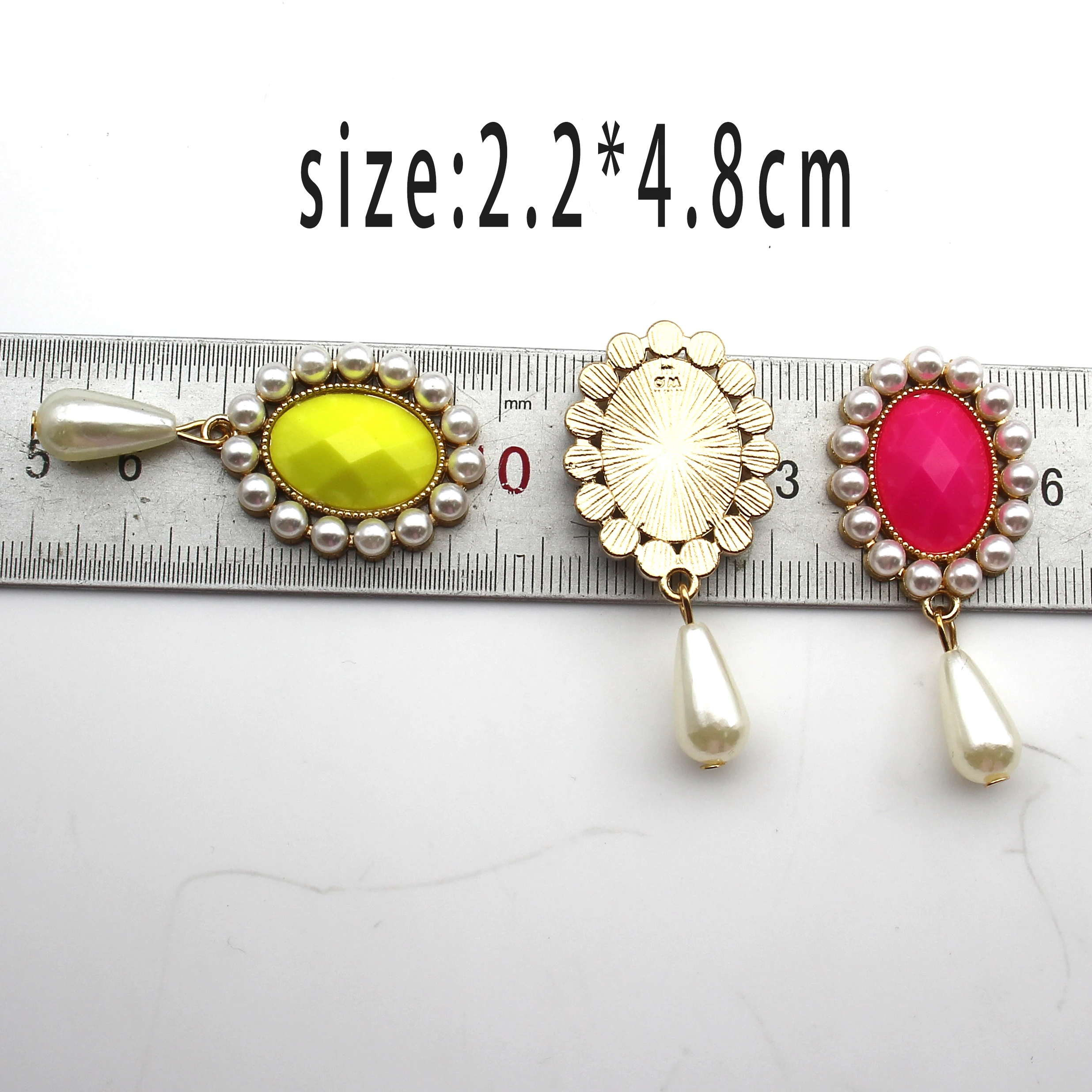  5Pcs 2.2×4.8cm Vintage Crystal & Pearl Sew On Patch Rhinestone Applique For Bridal Dress Shoe Decoration