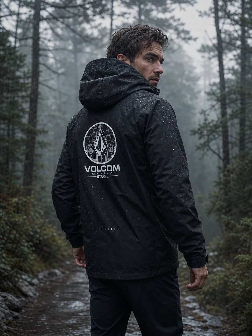 2026 new Spring and Autumn brand VOLCOM printed windproof parka, zipper detachable hood jacket, hiking and commuting windbreaker