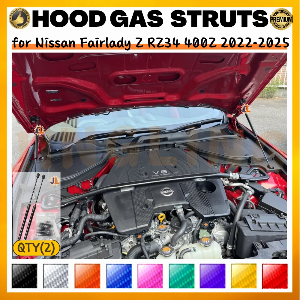 

Qty(2) Hood Struts for Nissan Fairlady Z RZ34 400Z 2022-2025 Front Bonnet Modify Gas Springs Shock Absorbers Lift Supports