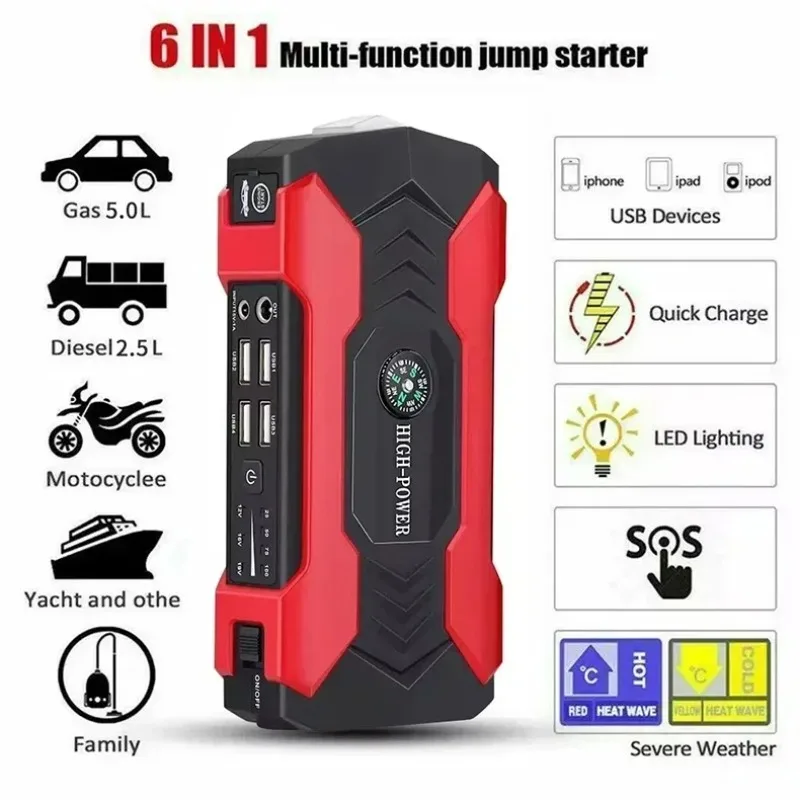 J12-TYPE-C 28000mAh Car Jump Starter 3000A Starting Device Portable Power Bank Battery Starter Launcher For Car Booster Articles