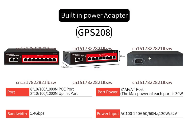 Cloud-managed POE Switch 4/8/16 Port 48V Active POE Desktop 100/1000Mbps SFP APP Control Switch Pulg and Play IP Camera