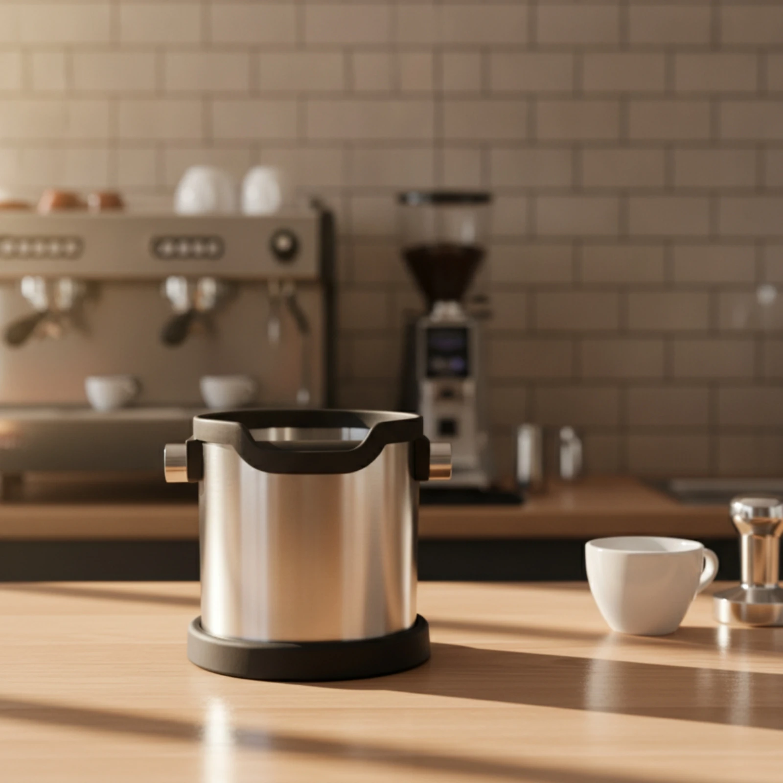 Espresso Knock Box Sturdy Duty Coffee Knock Box Espresso Grounds Container Non-Slip Base Coffee Puck Disposal Bin Removable Bar view 4