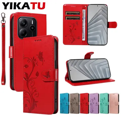 Étui portefeuille en cuir à rabat magnétique pour Xiaomi Redmi Note 14s 14 Pro 5G 13R 13 Plus 4G 12T 12R 12 Tubro Speed 4G, housse de téléphone