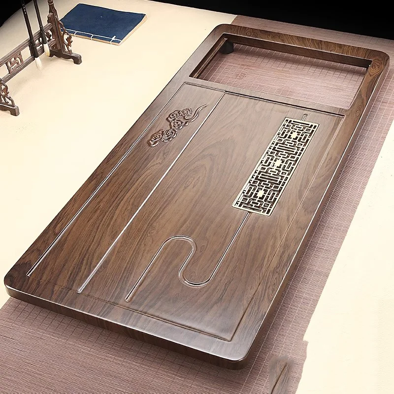 r*-Rectangle Wooden Tea Tray Chinese Drainage Desk Office Coasters Tea Tray Hospitality Living Room Bandejas Home Decorationgs